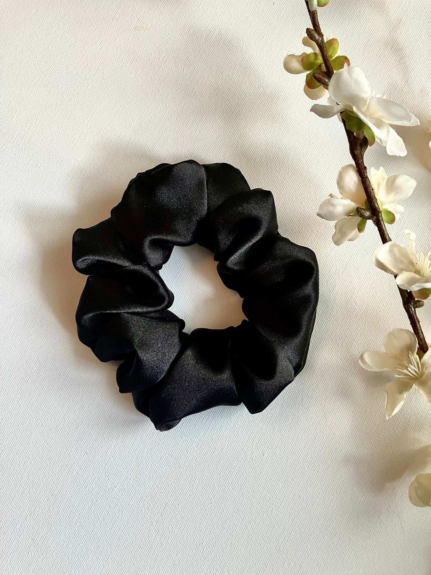The Black Satin Scrunchie