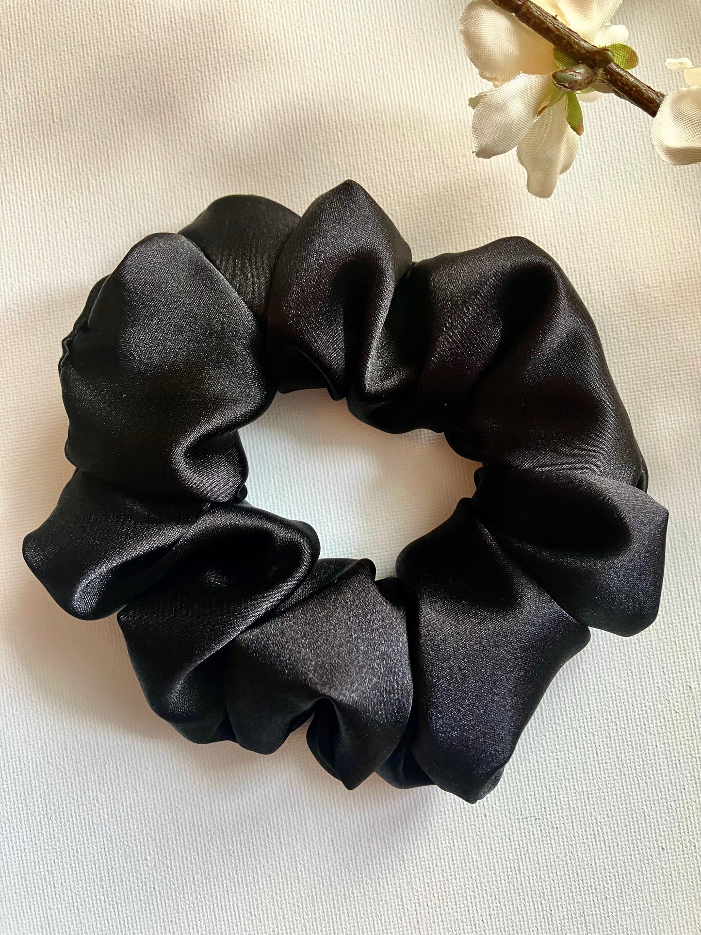 The Black Satin Scrunchie