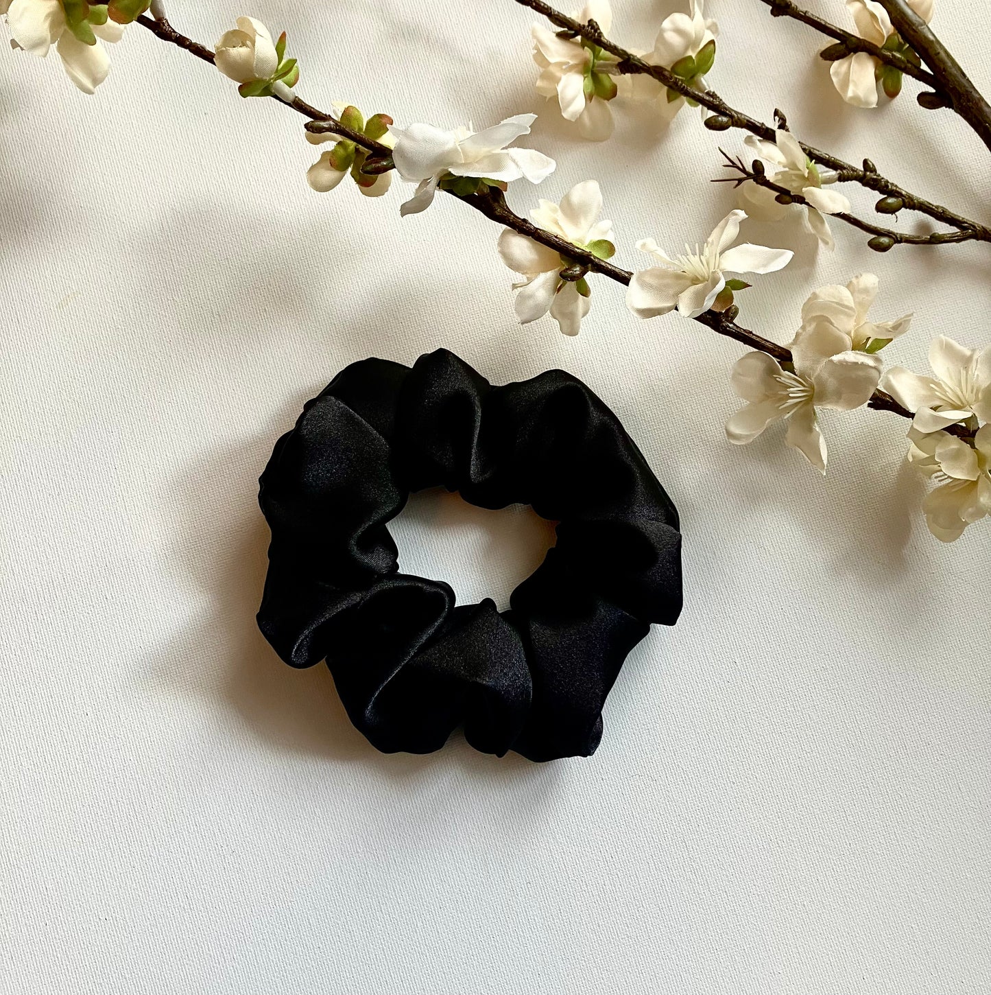 The Black Satin Scrunchie
