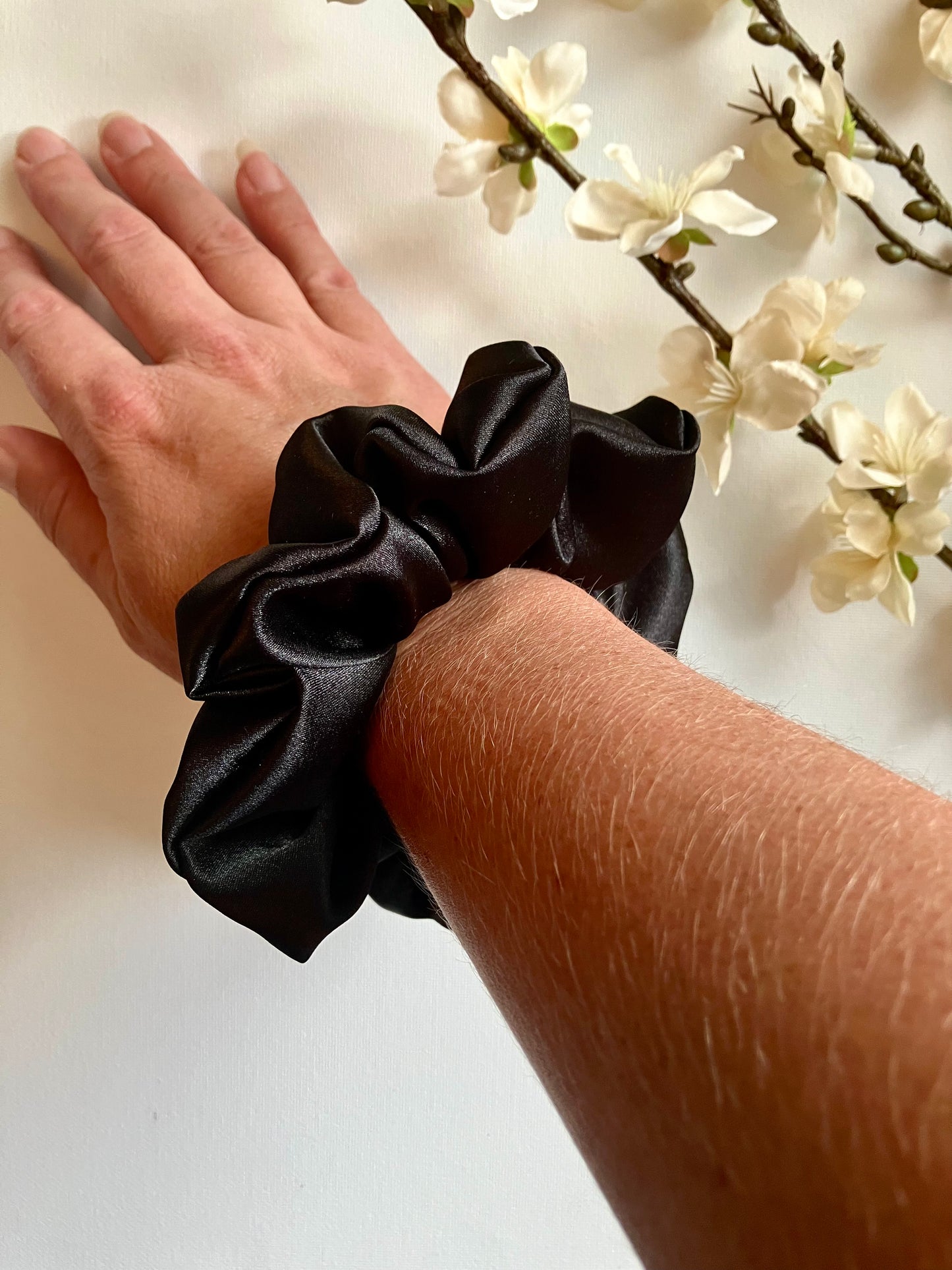 The Black Satin Scrunchie