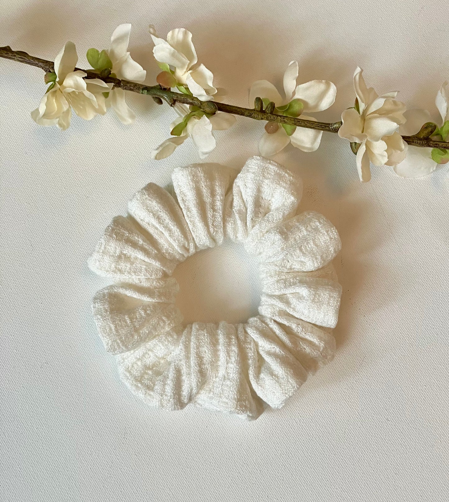 Soft Ivory Waffle Scrunchie