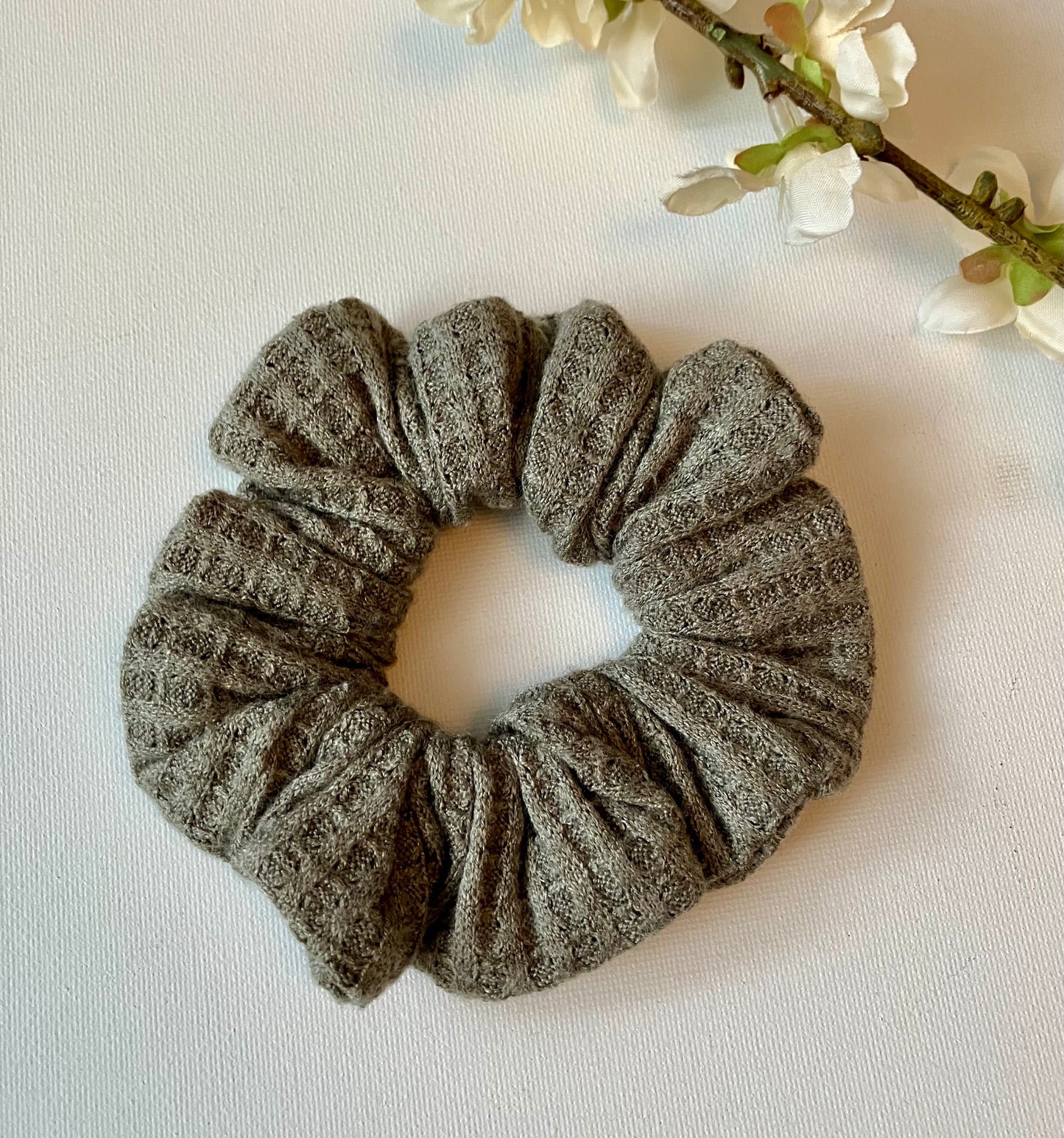 Soft Grey Waffle Scrunchie