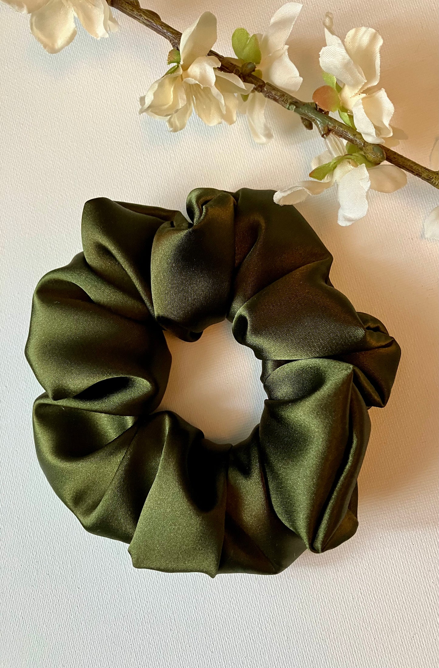 Forest Green Satin Scrunchie
