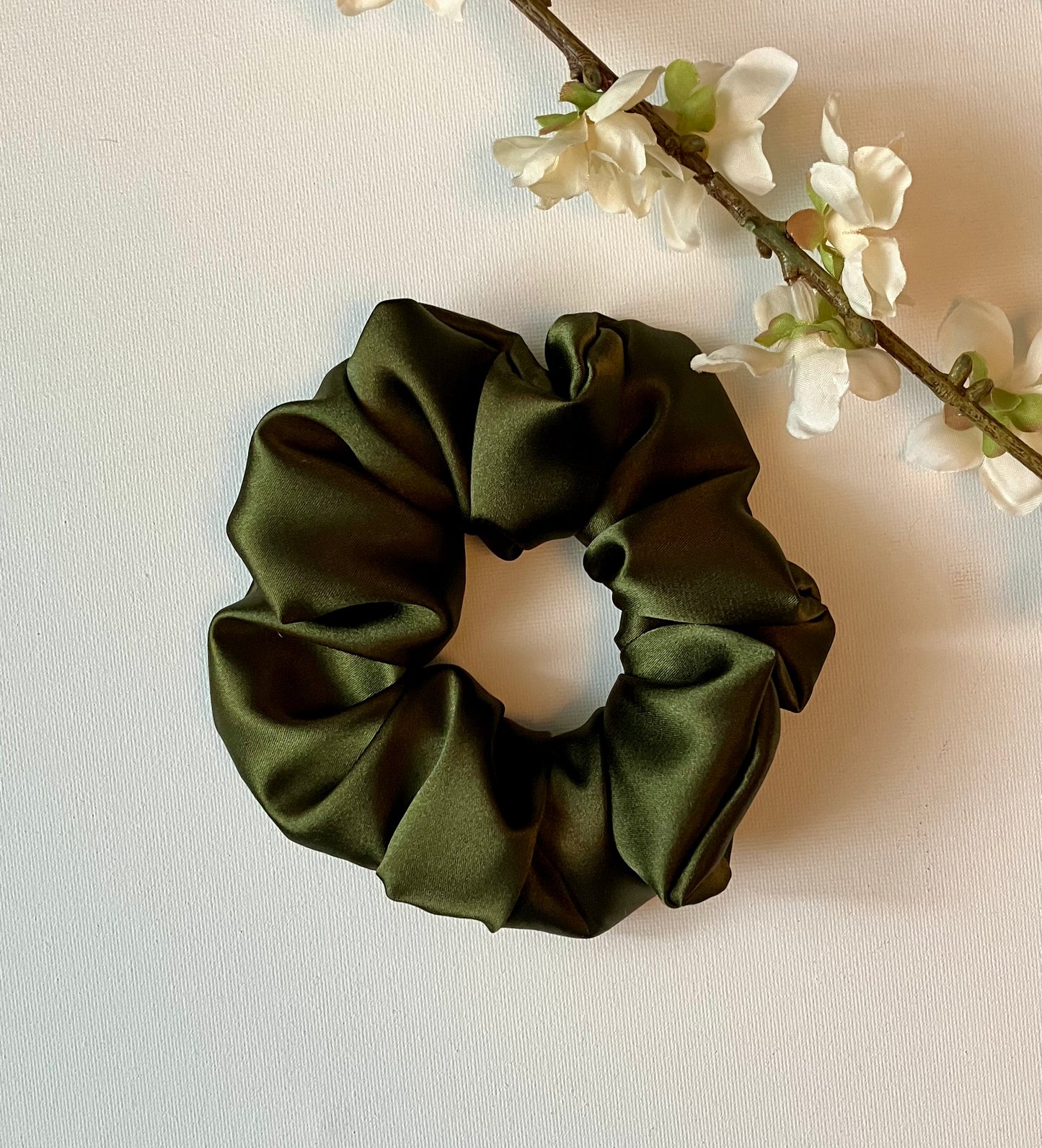 Forest Green Satin Scrunchie
