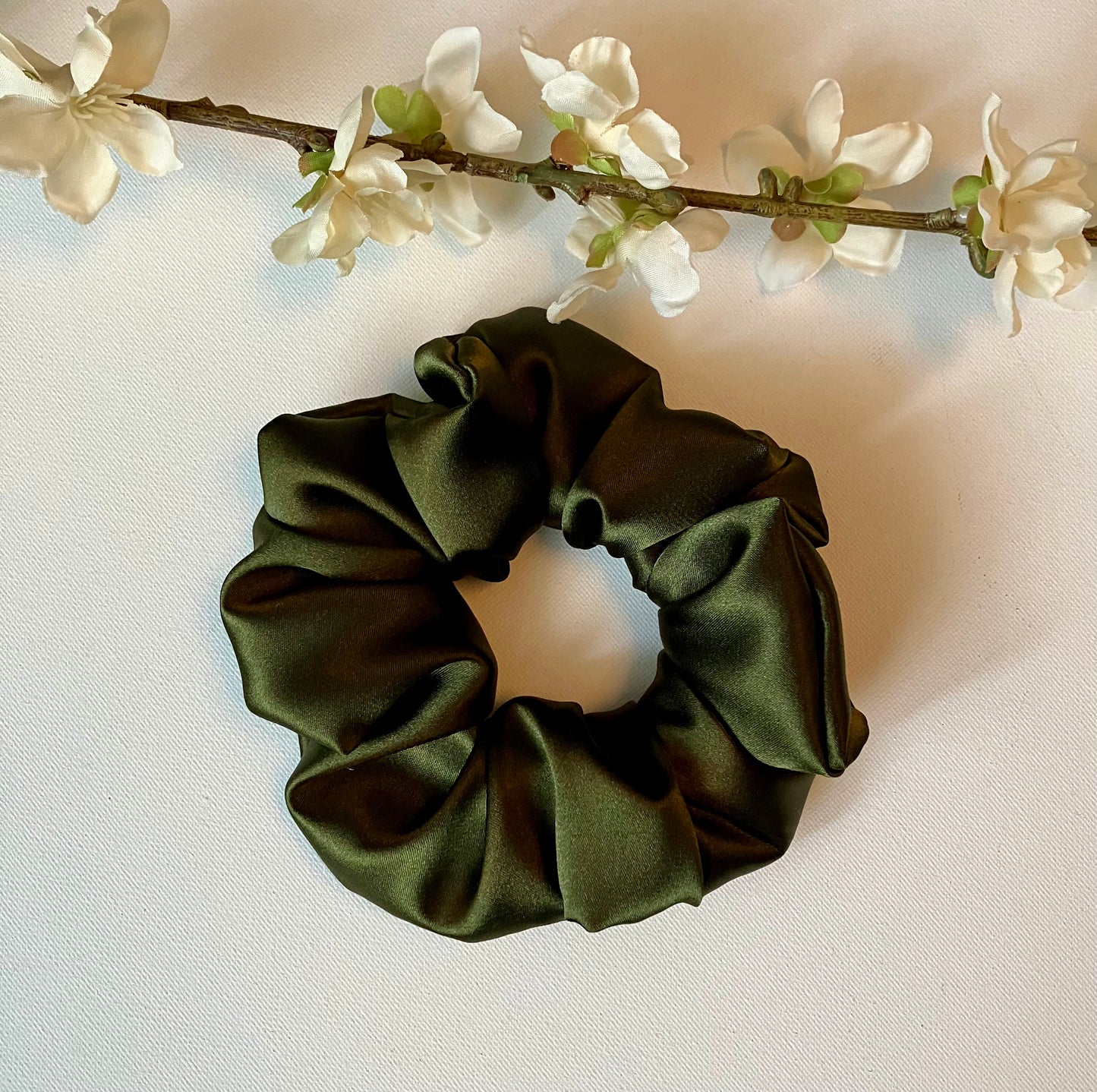 Forest Green Satin Scrunchie