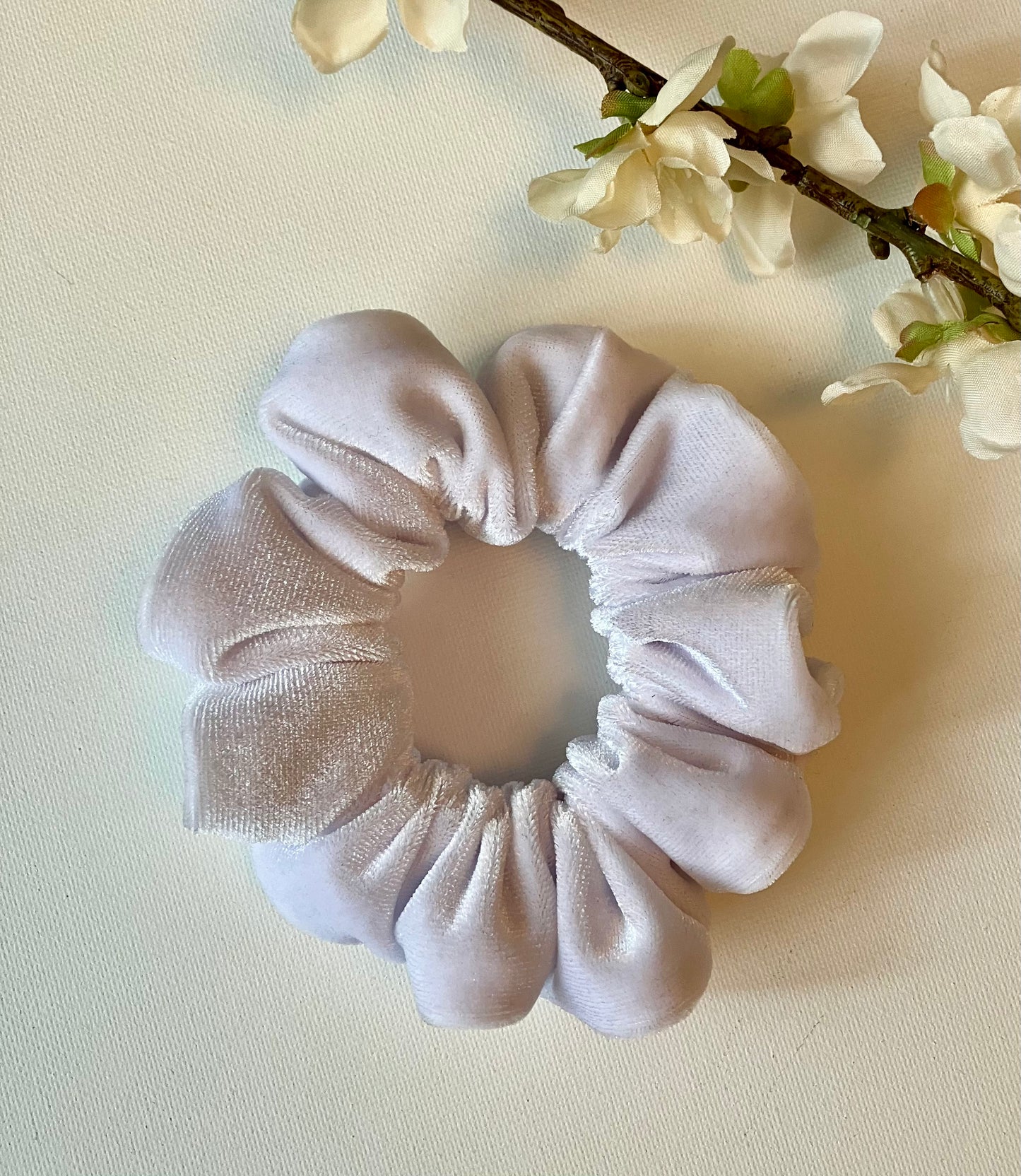 White Velvet Scrunchie