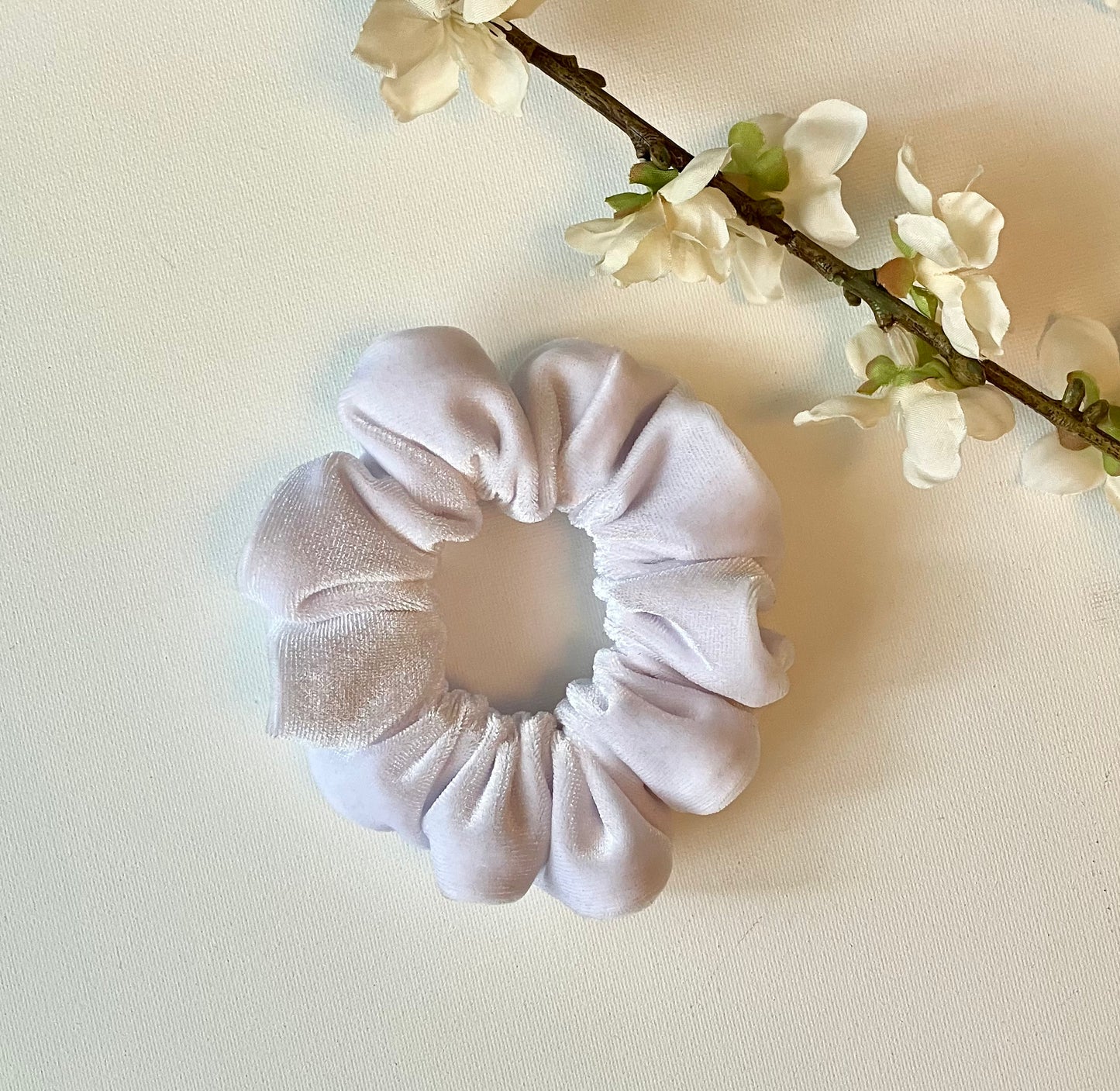 White Velvet Scrunchie
