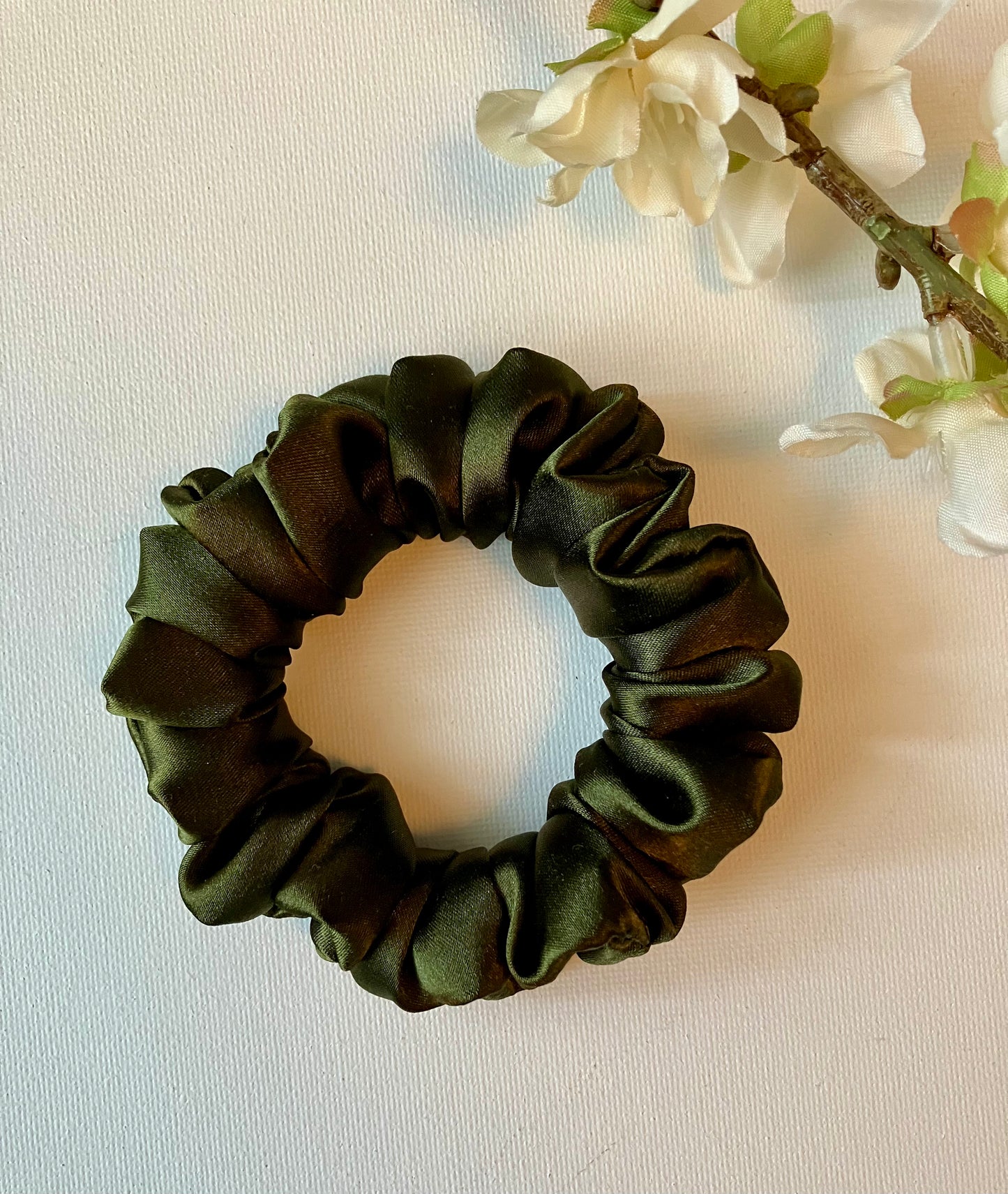 Forest Green - Skinny Satin Scrunchie