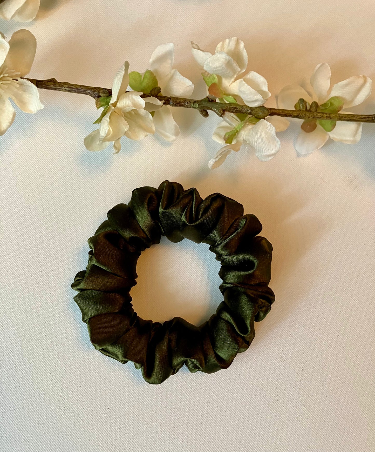 Forest Green - Skinny Satin Scrunchie