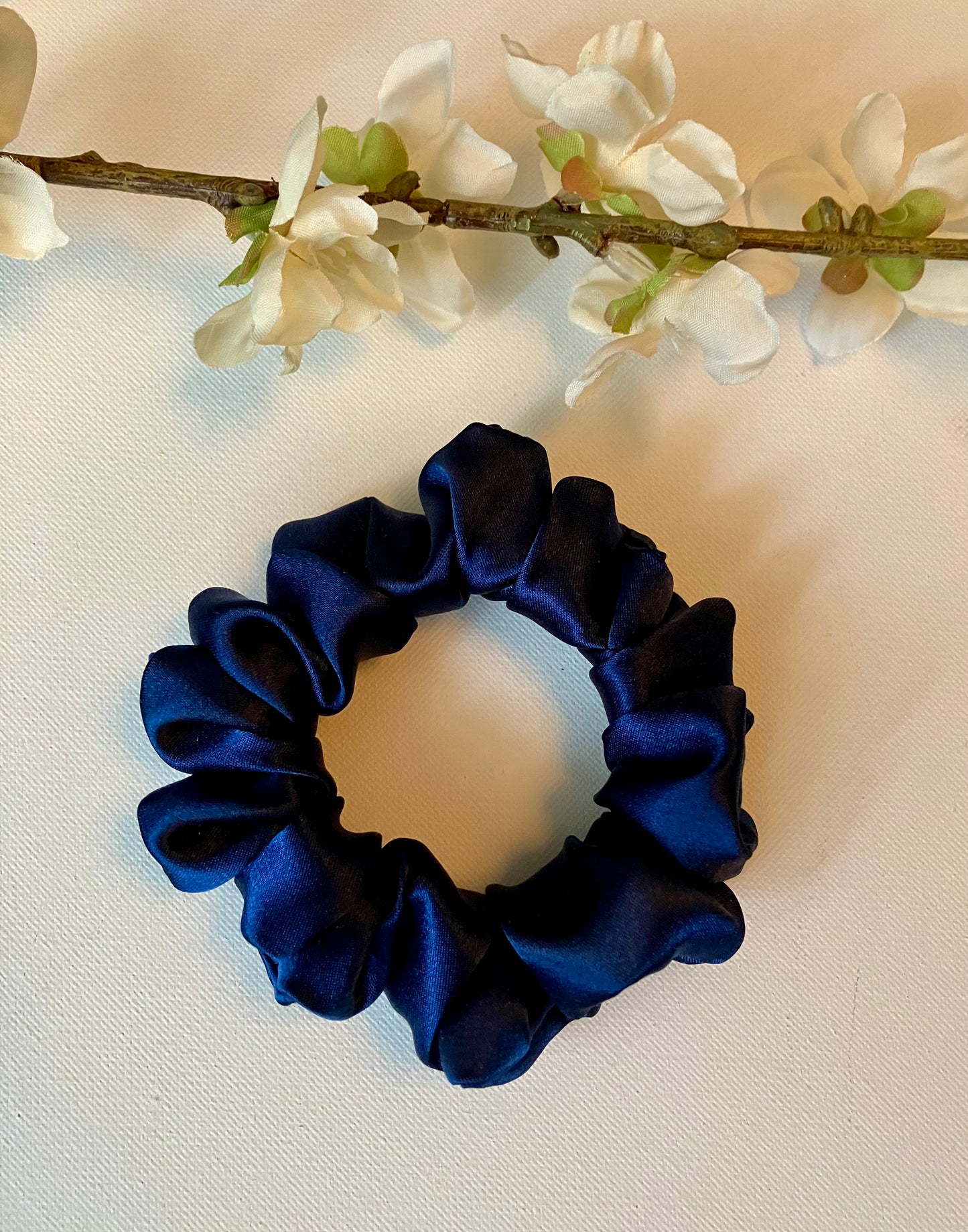 Navy - Skinny Satin Scrunchie