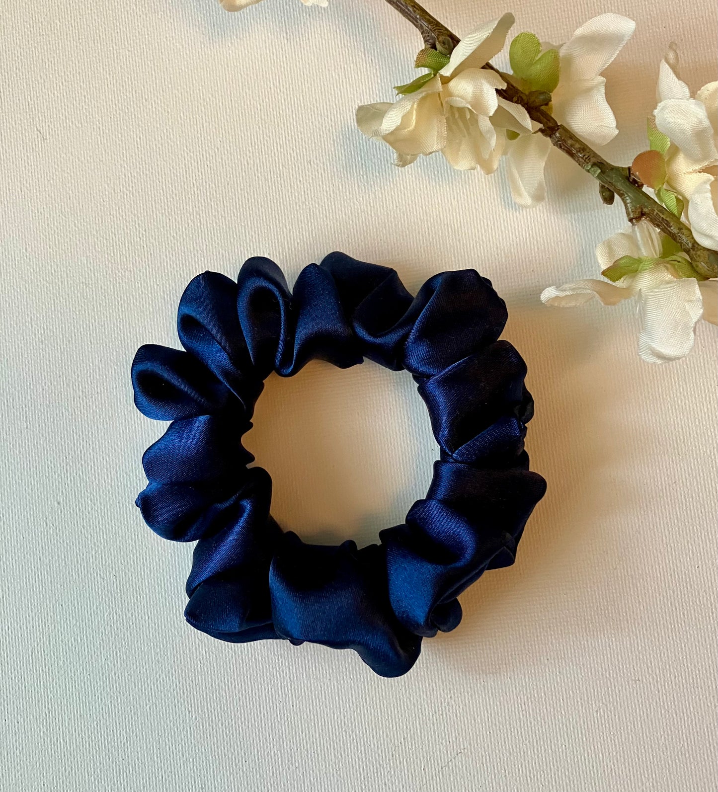 Navy - Skinny Satin Scrunchie