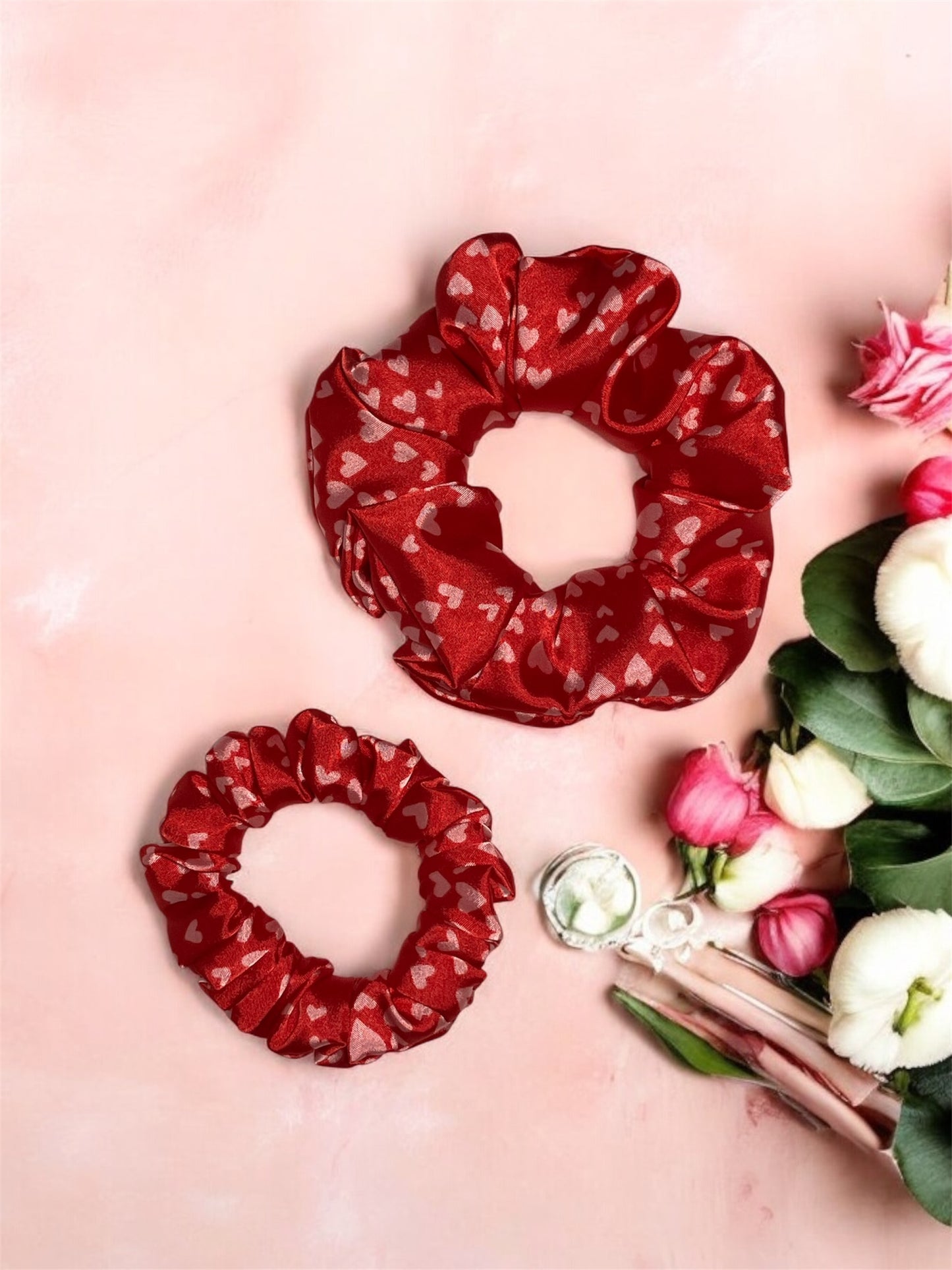 Red Valentine Satin Scrunchie
