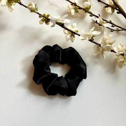 The Black Satin Scrunchie