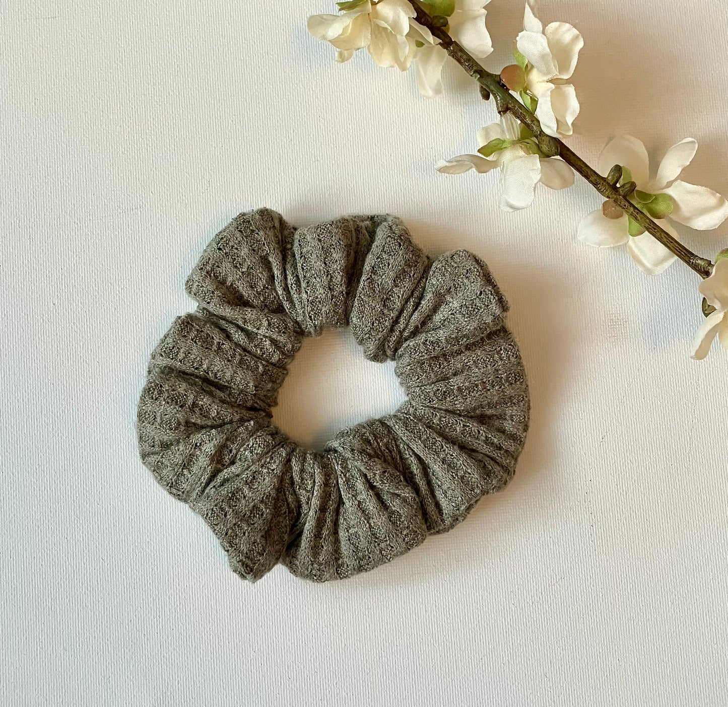 Soft Grey Waffle Scrunchie
