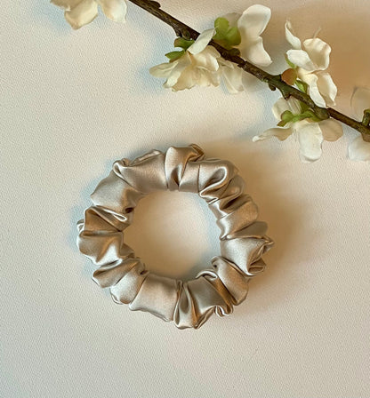White Gold - Skinny Satin Scrunchie