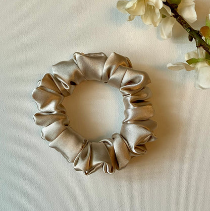 White Gold - Skinny Satin Scrunchie