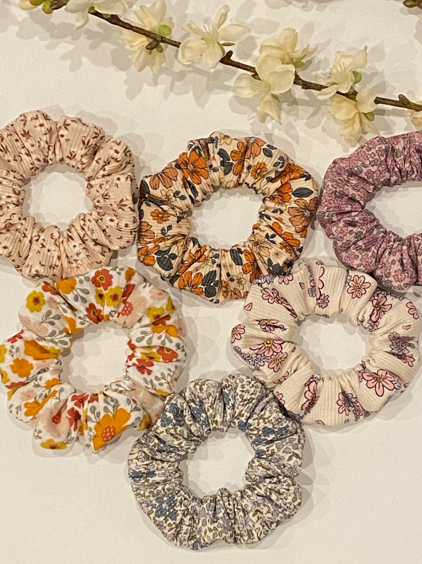 Beige Floral Ribbed