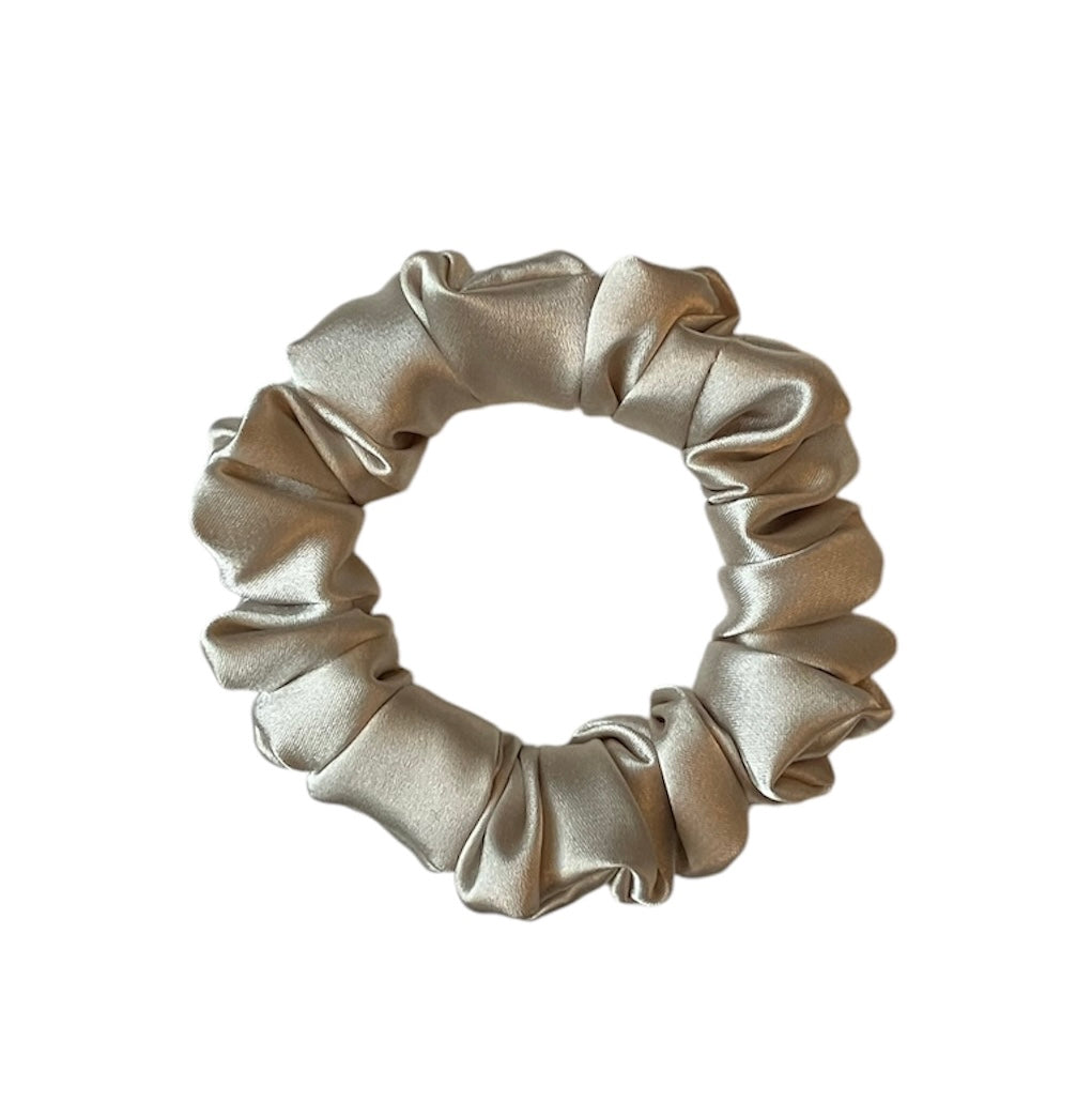 White Gold - Skinny Satin Scrunchie