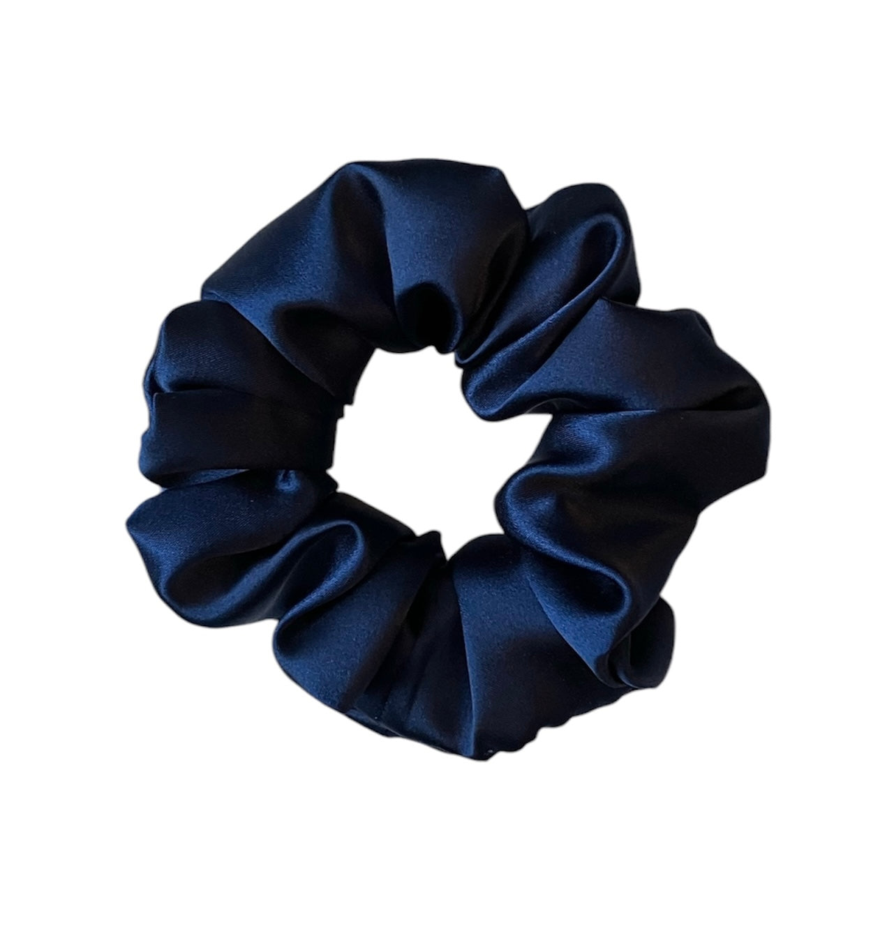 Navy Satin Scrunchie