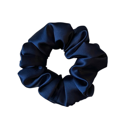 Navy Satin Scrunchie