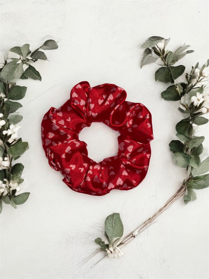 Red Valentine Satin Scrunchie