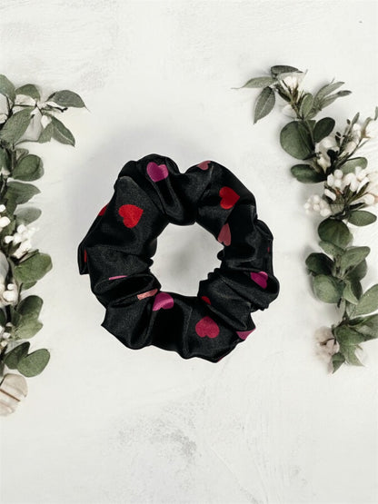 Black Valentine Satin Scrunchie