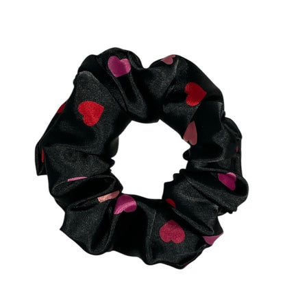 Black Valentine Satin Scrunchie